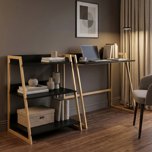 Étagère Kuomi 84x53x47 cm Beige/Gris foncé [en.casa]