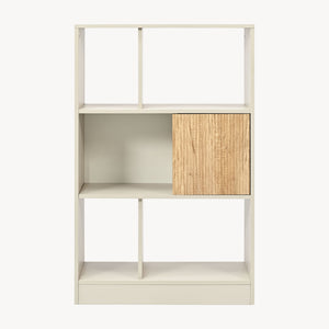 Bibliothèque Karena 112x70x30 cm Crème blanc/Aspect chêne [en.casa]