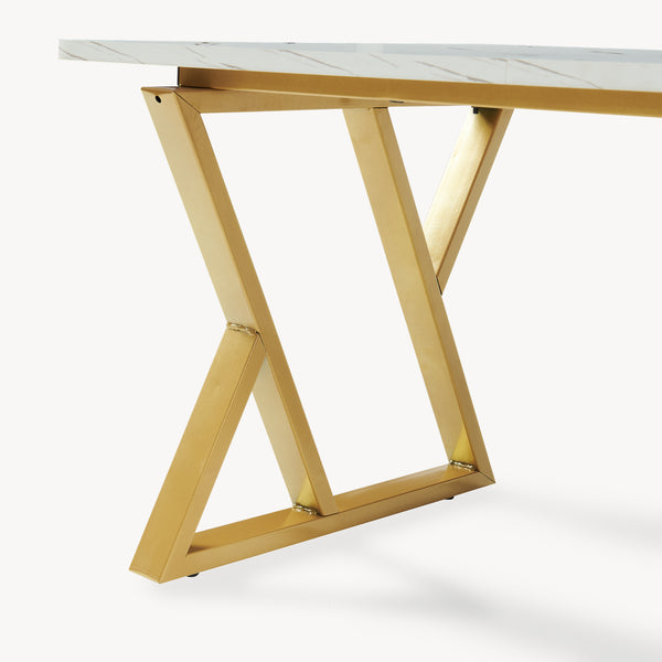 Salontafel Nolu 120x60x46 cm Goudkleurig/Marmerlook, wit [en.casa]