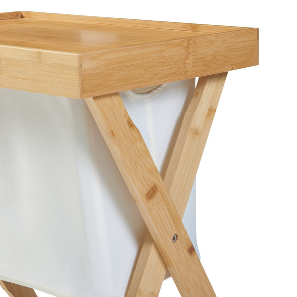 Table de pique-nique Hattfjelldal bambou polyester 53 x 48 x 32 cm naturel crème noir [en.casa]