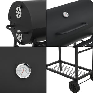 Chariot de barbecue au charbon de bois Armento 95 x 108 x 61 cm noir casa.pro
