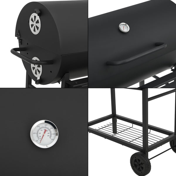 Chariot de barbecue au charbon de bois Armento 95 x 108 x 61 cm noir casa.pro