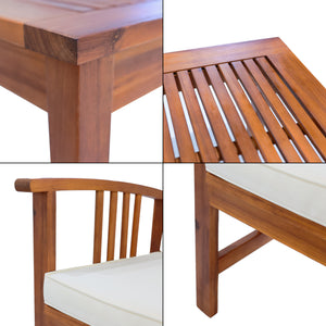 Salon de jardin 4 pièces Brissogne bois d'acacia naturel beige Certifié FSC® [en.casa]