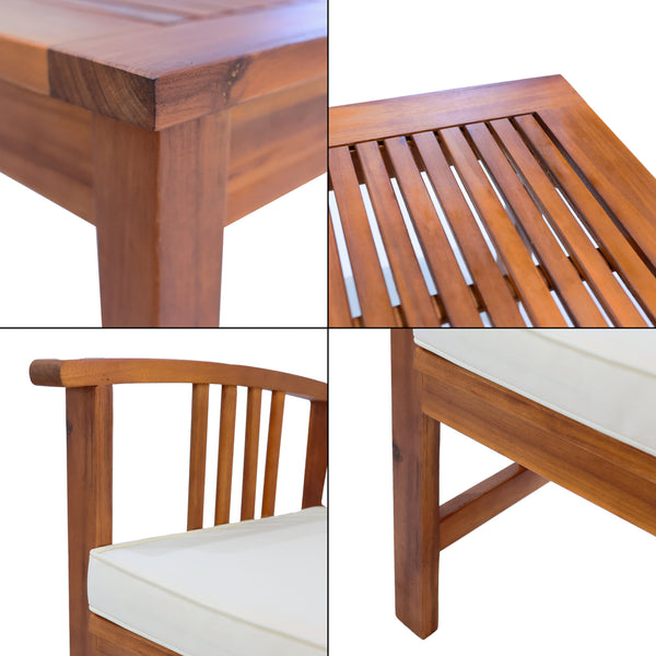 Salon de jardin 4 pièces Brissogne bois d'acacia naturel beige Certifié FSC® [en.casa]