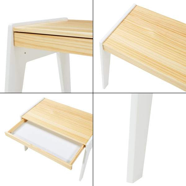 Kindertafel met kinderstoel Skinnskatteberg naturel en wit [en.casa]