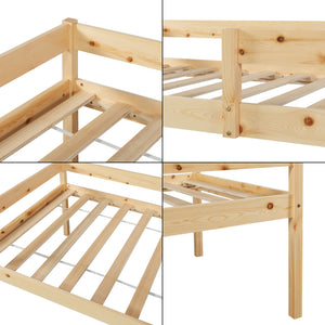 Kinderbed Sonkajärvi met onderschuifbed en matras 90x200 cm naturel [en.casa]