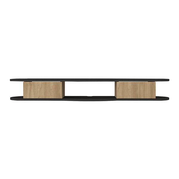 Meuble TV Nyskiri mural 150 x 35 x 19 cm anthracite / effet chêne [en.casa] 