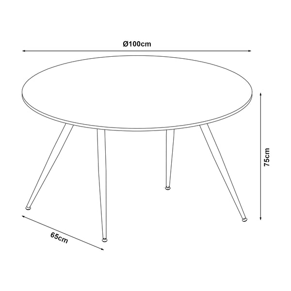 Ensemble de salle à manger Fitjar pour 4 personnes effet béton / marron clair [en.casa] 