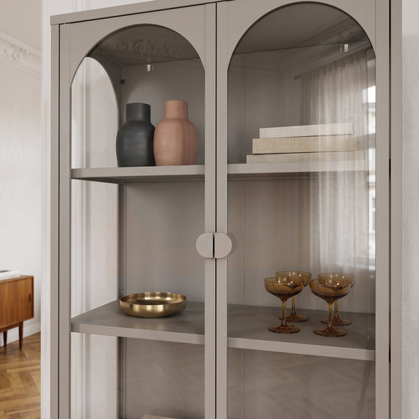 Vitrinekast Klippestad 160x80x35 cm camel [en.casa] 