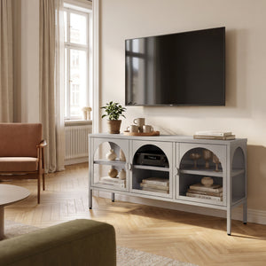 Dressoir Klippestad vitrinekast 118x35x55 cm camel [en.casa]