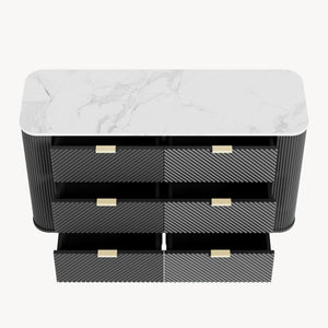 Commode Olvehok 81 x 120 x 40 cm effet marbre blanc noir [en.casa]