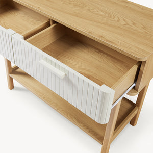 Table console Ferrersp 100 x 40 x 80 cm effet chêne / couleur sable [en.casa]