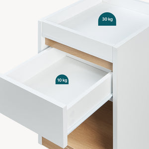 Table de chevet Lure 55 x 30 x 35 cm blanc effet chêne [en.casa]