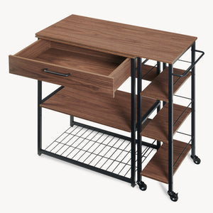 Keukenrek Kirhuskyna uitschuifbaar 130x40x85 cm zwart en walnootkleurig [en.casa] 