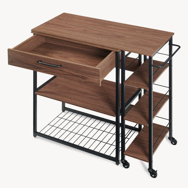 Keukenrek Kirhuskyna uitschuifbaar 130x40x85 cm zwart en walnootkleurig [en.casa] 