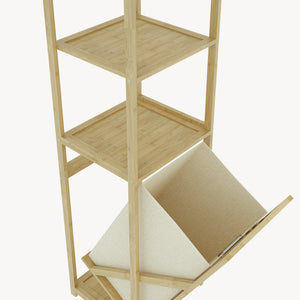 Badrek met wasmand Anun 130x36x33 cm bamboe houtkleurig [en.casa]