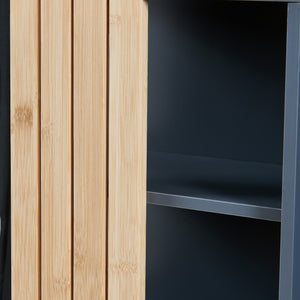 Armoire murale de salle de bain Svanes bambou 60 x 30 x 20 cm gris foncé naturel [en.casa]
