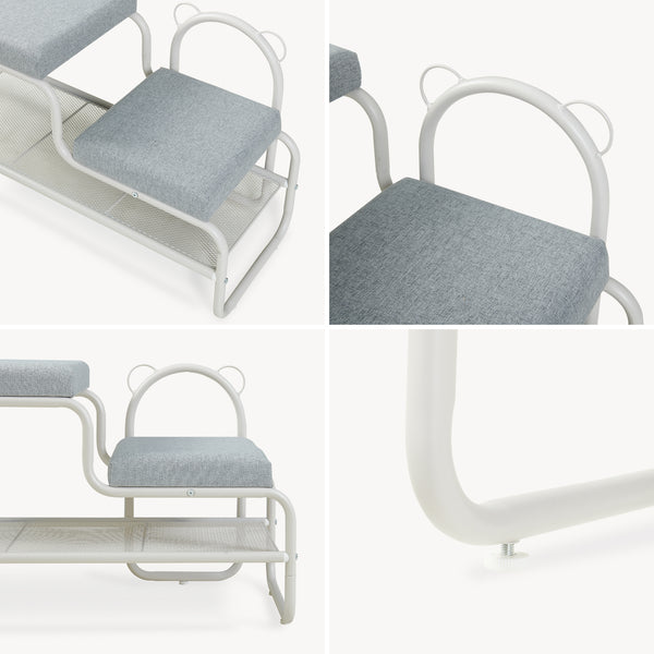 Banc à chaussures Jässaatka avec tabouret enfant 100 x 32 x 46 cm gris  [en.casa]