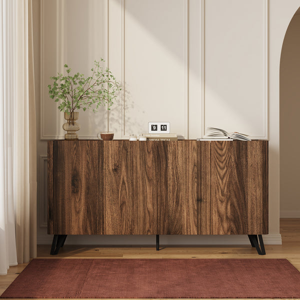 Sideboard Trorlon 160x40x83 cm walnootlook/travertijn [en.casa]
