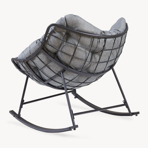 Schommelstoel Villeneuve 85x90x91 cm Zwart/Grijs [en.casa]