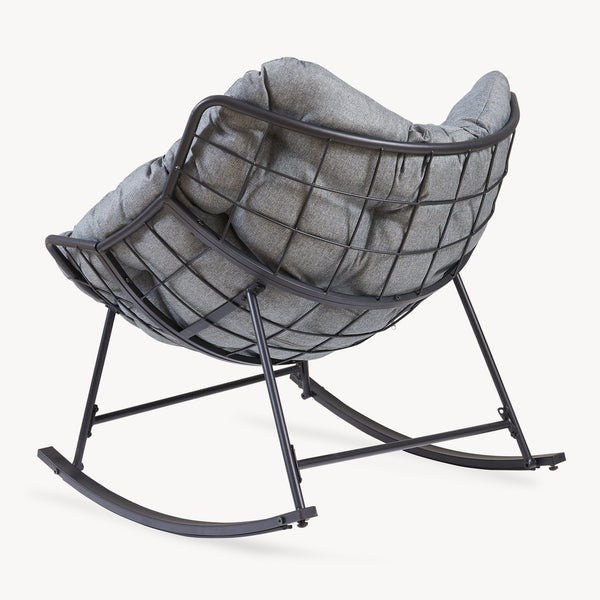 Schommelstoel Villeneuve 85x90x91 cm Zwart/Grijs [en.casa]