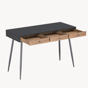 Bureau avec 3 tiroirs Tumba 76 x 115 x 48 cm noir effet noyer [en.casa]
