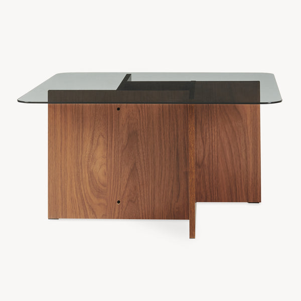 Salontafel Benexjö met glazen blad 70x70x36 cm walnootlook/grijs [en.casa]