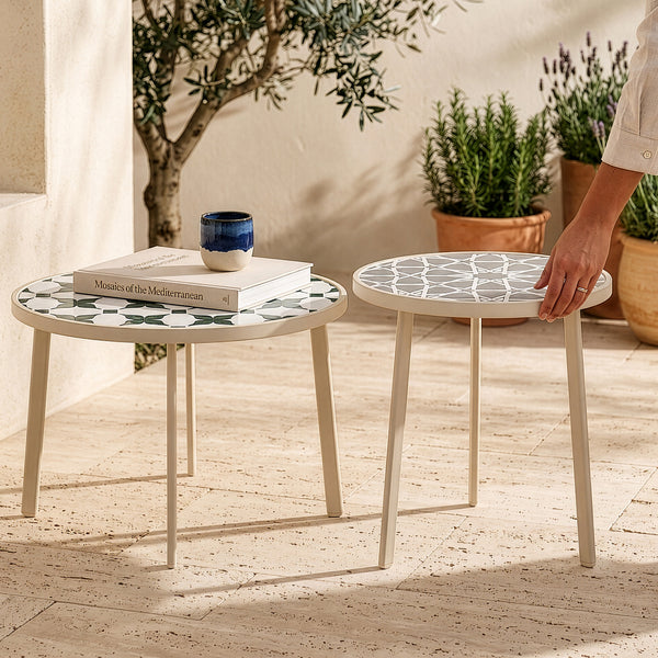 Outdoor statafel Faeto 2-delig glasplaat Champagne [casa.pro]