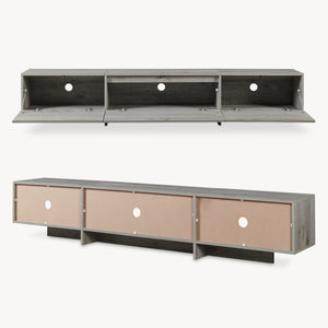 Meuble TV Kapipimso avec 3 volets 194x31x37 cm aspect chêne, gris [en.casa]