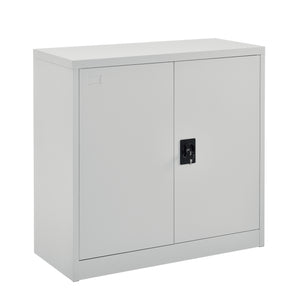 Placard de Bureau en Métal Meuble de Rangement 2 Étagères Réglables en Hauteur avec 2 Portes Serrure à Cylindre Acier Laqué 90 x 40 x 90 cm [en.casa]