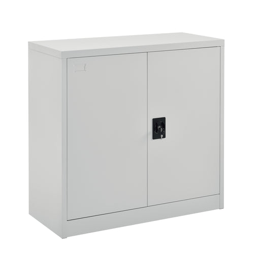 Placard de Bureau en Métal Meuble de Rangement 2 Étagères Réglables en Hauteur avec 2 Portes Serrure à Cylindre Acier Laqué 90 x 40 x 90 cm [en.casa]
