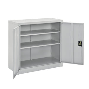 Placard de Bureau en Métal Meuble de Rangement 2 Étagères Réglables en Hauteur avec 2 Portes Serrure à Cylindre Acier Laqué 90 x 40 x 90 cm [en.casa]