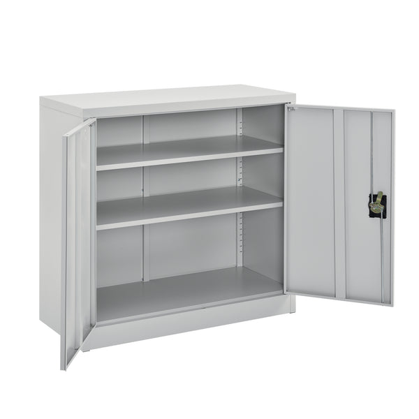 Placard de Bureau en Métal Meuble de Rangement 2 Étagères Réglables en Hauteur avec 2 Portes Serrure à Cylindre Acier Laqué 90 x 40 x 90 cm [en.casa]