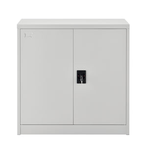 Placard de Bureau en Métal Meuble de Rangement 2 Étagères Réglables en Hauteur avec 2 Portes Serrure à Cylindre Acier Laqué 90 x 40 x 90 cm [en.casa]