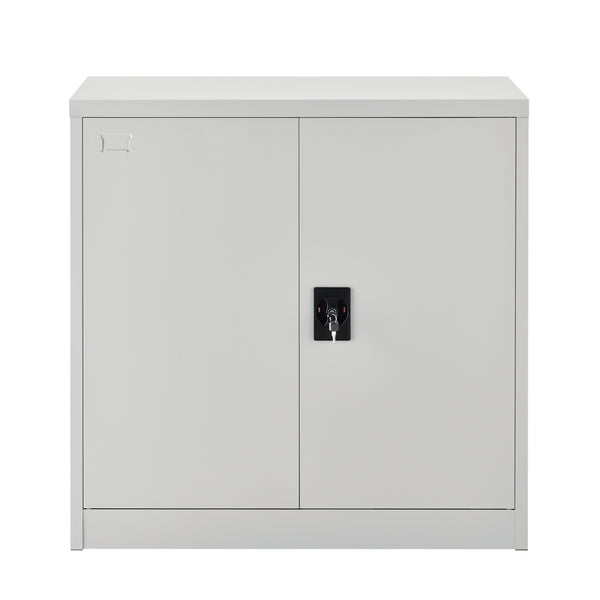 Placard de Bureau en Métal Meuble de Rangement 2 Étagères Réglables en Hauteur avec 2 Portes Serrure à Cylindre Acier Laqué 90 x 40 x 90 cm [en.casa]