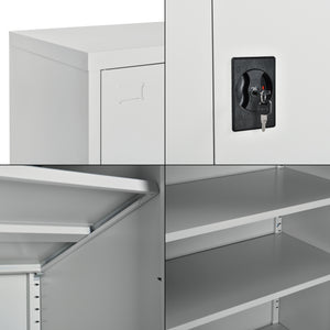 Placard de Bureau en Métal Meuble de Rangement 2 Étagères Réglables en Hauteur avec 2 Portes Serrure à Cylindre Acier Laqué 90 x 40 x 90 cm [en.casa]