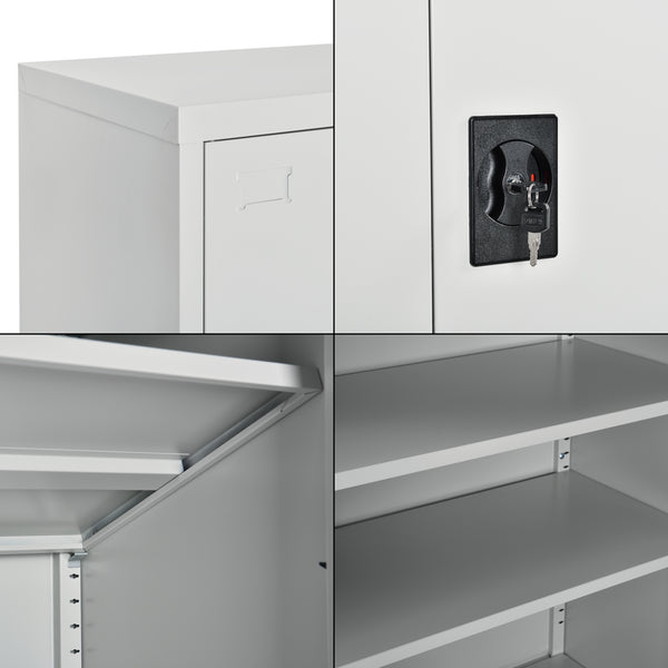 Placard de Bureau en Métal Meuble de Rangement 2 Étagères Réglables en Hauteur avec 2 Portes Serrure à Cylindre Acier Laqué 90 x 40 x 90 cm [en.casa]