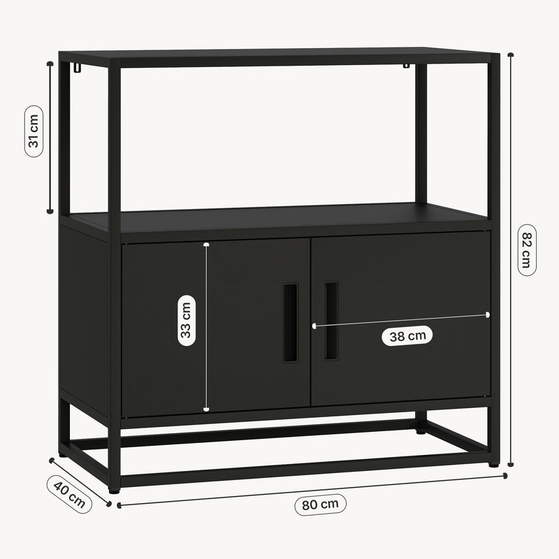 Croquis coté Armoire de bureau Hailuoto acier gris clair [en.casa]