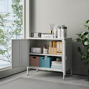 Armoire de bureau Hailuoto acier gris clair [en.casa]