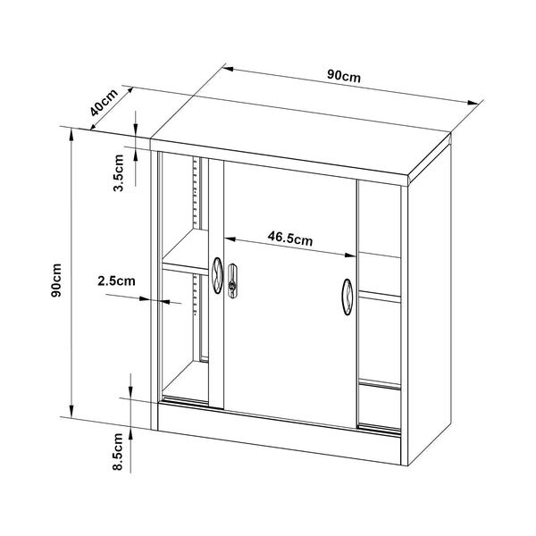 Casier de bureau Rieti acier laqué 90 x 40 x 90 cm [en.casa]