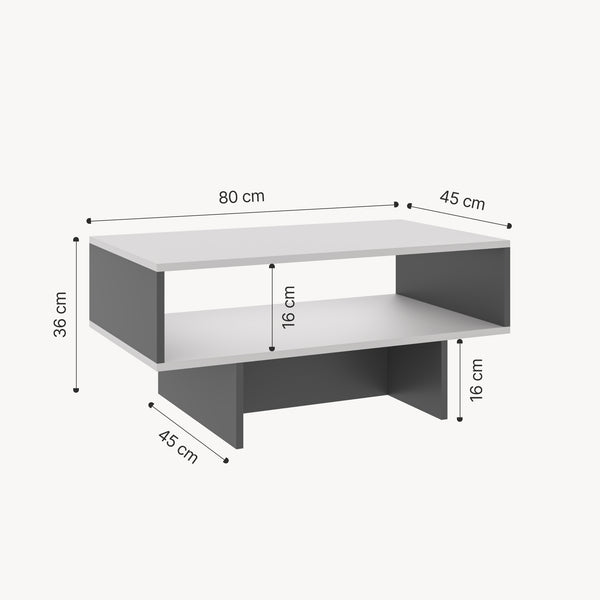 Table basse Mjölby avec espace de rangement 37 x 80 x 45 cm [en.casa]