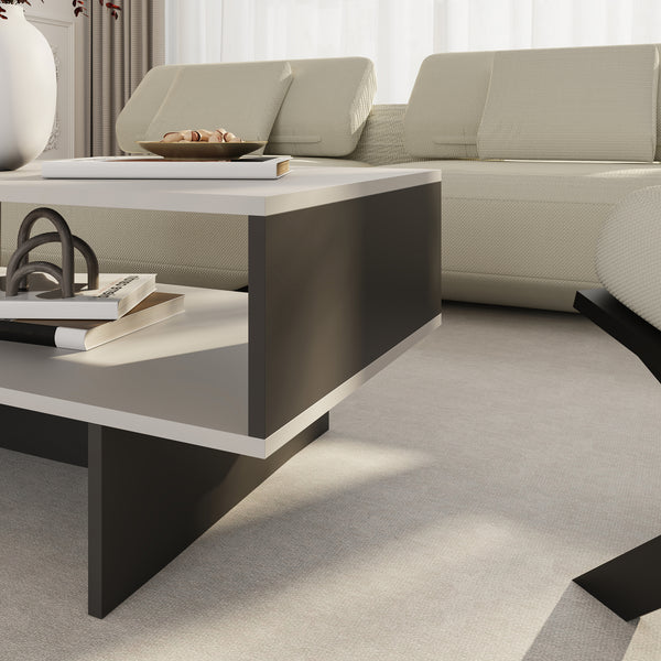 Table basse Mjölby avec espace de rangement 37 x 80 x 45 cm [en.casa]
