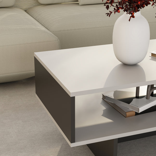 Table basse Mjölby avec espace de rangement 37 x 80 x 45 cm [en.casa]