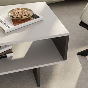 Table basse Mjölby avec espace de rangement 37 x 80 x 45 cm [en.casa]
