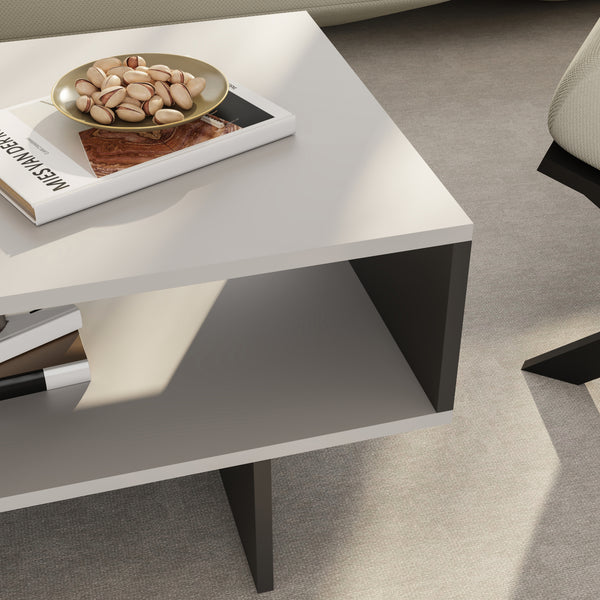 Table basse Mjölby avec espace de rangement 37 x 80 x 45 cm [en.casa]