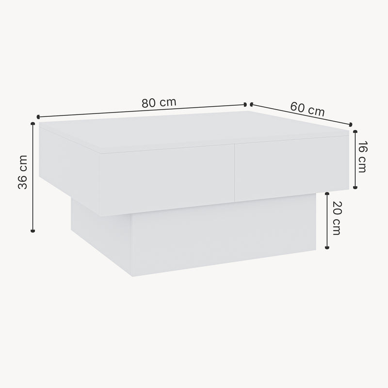 Croquis coté Table basse extensible Lens 80 x 60 x 36 cm [en.casa] 