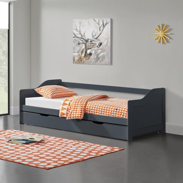 Bedbank tienerbed met onderschuifbed en bedbodem - verschillende kleuren