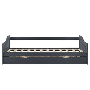 Canapé-lit gigogne 2 places en bois de pin avec matelas et sommier à lattes [en.casa] [neu.haus]