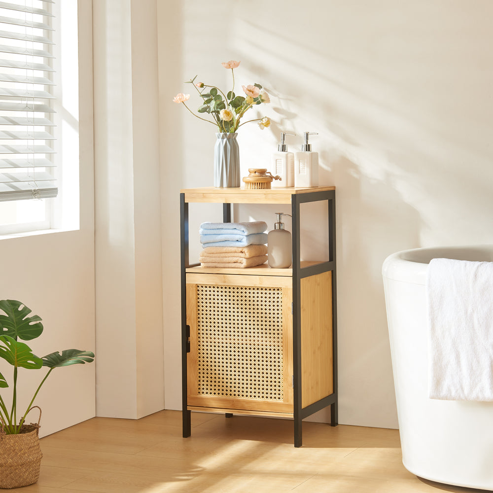 Armoire de salle de bain Tervola 80x40x35cm bambou noir [en.casa] - premiumXL