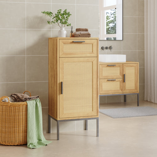 Badkamerkast Marhasa 92x40x30 cm Eikenlook/Zwart [en.casa]